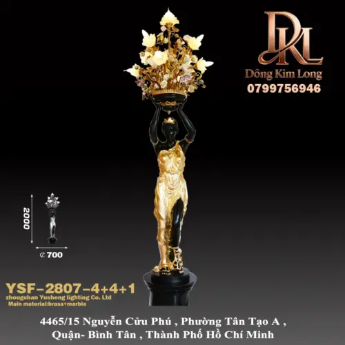 Đèn sàn phòng khách bằng đồng kiểu Pháp phong cách Châu Âu ,biệt thự sảnh khách sạn , đèn nhà đồ trang trí tượng hình nghệ thuật YSF-2807-4+4+1