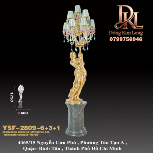 YSF-2809-6+3+1 Đèn sàn phòng khách lớn bằng đồng kiểu Pháp phong cách Châu Âu, sảnh khách sạn biệt thự, tượng sáng tạo, đồ trang trí nghệ thuật YSF-2809-6+3+1