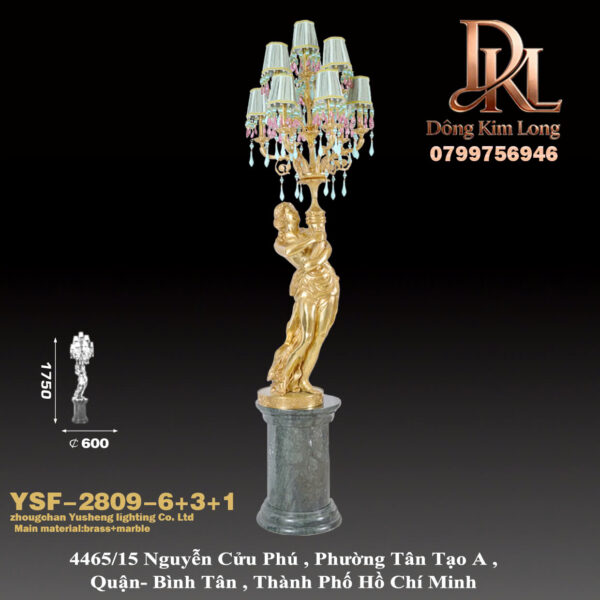 YSF-2809-6+3+1 Đèn sàn phòng khách lớn bằng đồng kiểu Pháp phong cách Châu Âu, sảnh khách sạn biệt thự, tượng sáng tạo, đồ trang trí nghệ thuật YSF-2809-6+3+1