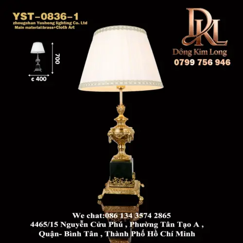 YST-0836-1 Đèn bàn kiểu Pháp sang trọng, không gian châu Âu, đèn ngủ phòng khách, đèn học, đèn biệt thự, đèn chiếu sáng toàn bộ bằng đồng YST-0836-1
