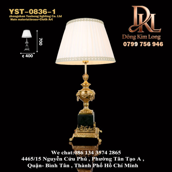 Đèn bàn kiểu Pháp sang trọng, không gian châu Âu, đèn ngủ phòng khách, đèn học, đèn biệt thự, đèn chiếu sáng toàn bộ bằng đồng YST-0836-1