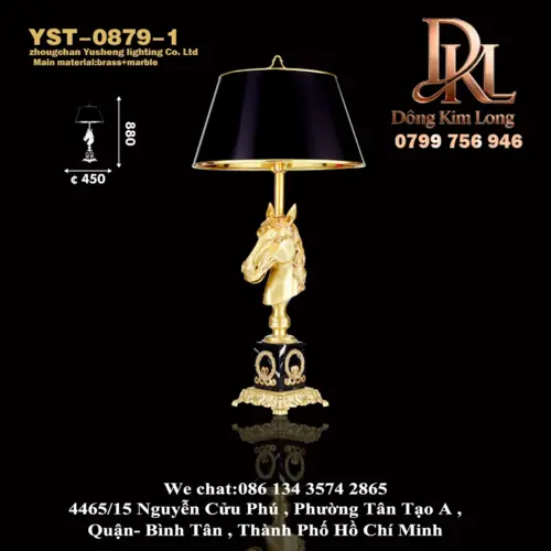 YST-0879-1 Đèn bàn bằng đồng kiểu Mỹ cổ điển hình đầu ngựa ,trang trí nội thất biệt thự mềm mại, bàn học văn phòng ,phòng ngủ ,phòng khách ,đầu giường sáng tạo YST-0879-1
