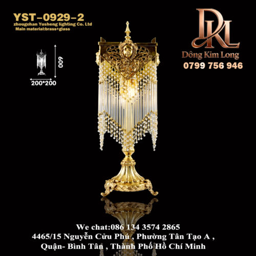 YST-0929-2 Đèn bàn pha lê bằng đồng thau Pháp ,phòng khách phòng ngủ sang trọng trang trí đầu giường ,đồ trang trí để bàn YST-0929-2