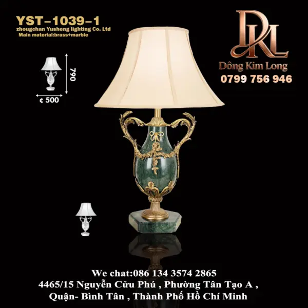 YST-1039-1 Đèn bàn phòng khách bằng đồng kiểu Pháp sang trọng, đồ trang trí cổ điển châu Âu, đèn ngủ thiết kế thẳng đứng, đèn bàn biệt thự YST-1039-1