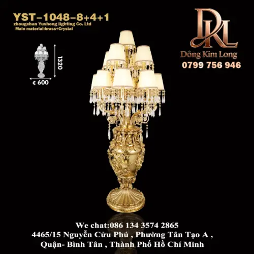 Đèn bàn pha lê sang trọng bằng đồng kiểu đồng quê ,Đèn cung điện pháp Ý ,Đèn bàn phòng khách biệt thự Châu Âu và Mỹ YST-1048-8+4+1