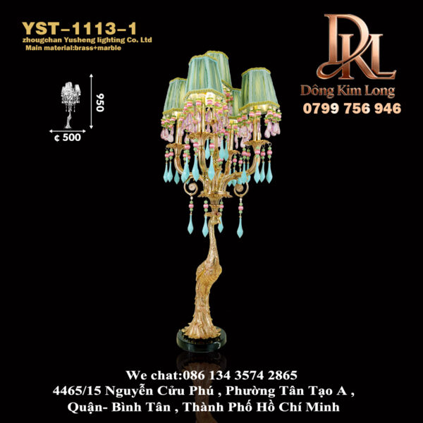 YST-1113-1 Đèn bàn đồng nhiều đầu kiểu Pháp, đèn bàn trang trí hình con công cổ điển châu Âu, đèn bàn phòng khách, bàn cà phê, đèn phòng ngủ YST-1113-1