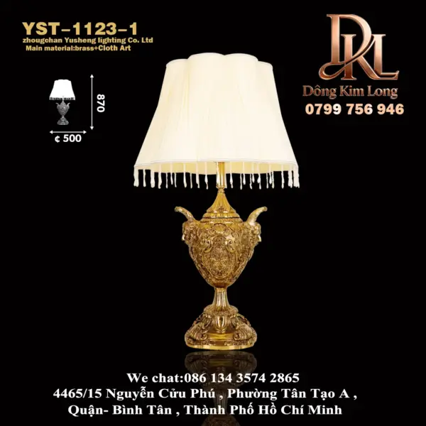 Đèn bàn bằng đồng phủ sáp sang trọng kiểu Pháp cổ điển, đèn ngủ phòng khách biệt thự châu Âu, đèn bàn bằng đồng tân cổ điển YST-1123-1