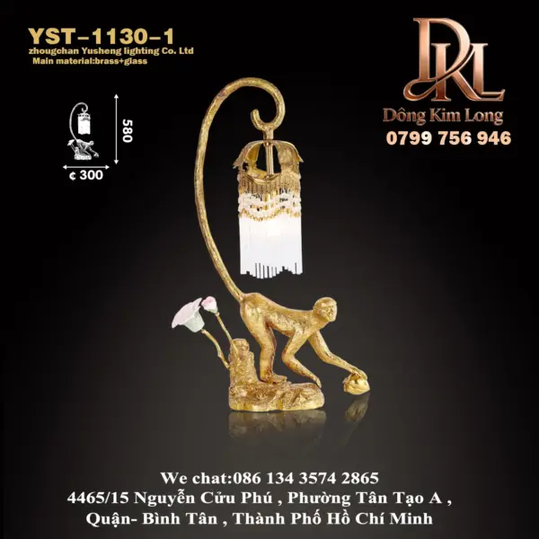 YST-1130-1 Đèn bàn phòng khách kiểu Pháp đơn giản sang trọng bằng đồng, đèn treo trang trí bàn tiếp tân biệt thự sang trọng, phòng thờ, đèn phòng ngủ YST-1130-1