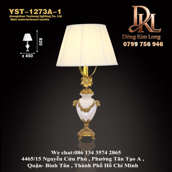 YST-1273A-1 Đèn bàn bán chạy nhất hiện nay là đèn bàn đầu giường bằng đá cẩm thạch chạm khắc hoàn toàn bằng đồng kiểu Mỹ cổ điển YST-1273A-1