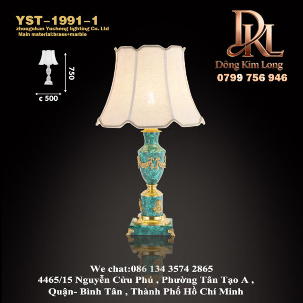 YST-1991-1 Đèn bàn phòng khách bằng đồng sang trọng kiểu Châu Âu, đèn bàn phòng ngủ biệt thự đầu giường cao cấp kiểu Pháp, đèn trang trí bàn học YST-1991-1