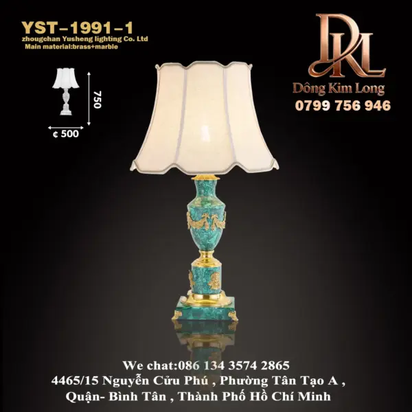 YST-1991-1 Đèn bàn phòng khách bằng đồng sang trọng kiểu Châu Âu, đèn bàn phòng ngủ biệt thự đầu giường cao cấp kiểu Pháp, đèn trang trí bàn học YST-1991-1