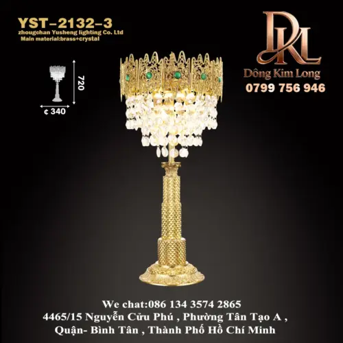 Đèn bàn đồng pha lê sang trọng kiểu Châu Âu ,phòng khách phòng học phòng ngủ đầu giường ấm áp đơn giãn YST-2132-3