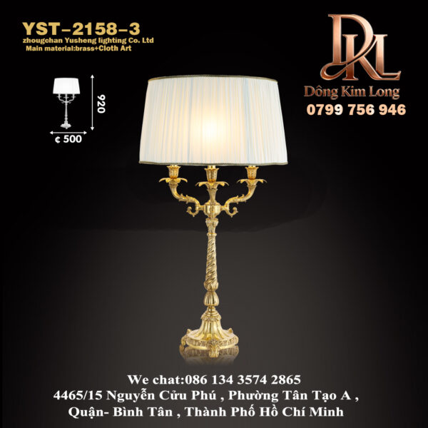 YST-2158-3 Đèn bàn đồng nguyên chất kiểu Pháp trang trí biệt thự phòng khách phòng ngủ ,đèn bàn học ,đèn bàn quầy bar ,đèn đứng đơn giản ,đèn đồng nguyên chất YST-2158-3