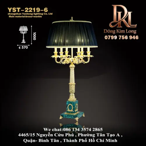 Đèn bàn cổ điển bằng đồng nguyên khối kiểu Pháp, đèn phòng ngủ đơn giản sang trọng kiểu Châu Âu, đèn phòng khách sang trọng, đèn học ấm áp YST-2219-6