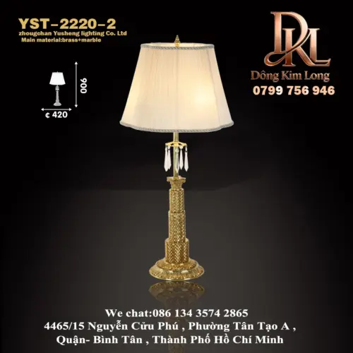 Đèn bàn bằng đồng nguyên chất cao cấp kiểu Pháp sang trọng, đèn phòng khách, phòng ngủ, đèn học cạnh giường ngủ YST-2220-2