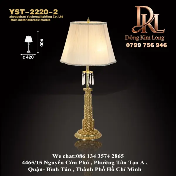 YST-2220-2 Đèn bàn bằng đồng nguyên chất cao cấp kiểu Pháp sang trọng, đèn phòng khách, phòng ngủ, đèn học cạnh giường ngủ YST-2220-2
