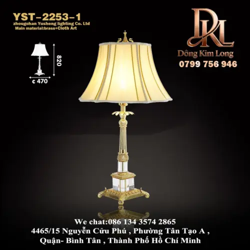 YST-2253-1 Đèn bàn kiểu Mỹ đơn giản sang trọng bằng đồng sáng tạo, đèn bàn phòng khách phòng ngủ biệt thự, đèn bàn làm việc kiểu Pháp, đèn ngủ trang trí YST-2253-1