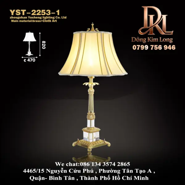 Đèn bàn kiểu Mỹ đơn giản sang trọng bằng đồng sáng tạo, đèn bàn phòng khách phòng ngủ biệt thự, đèn bàn làm việc kiểu Pháp, đèn ngủ trang trí YST-2253-1