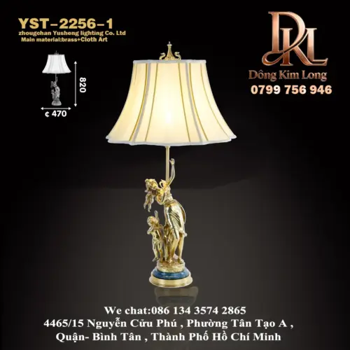 Đèn bàn học ,phòng khách ,phòng ngủ phong cách Pháp bằng đồng nguyên khối nghệ thuật phương Tây châu Âu ,đèn trang trí biệt thự YST-2256-1