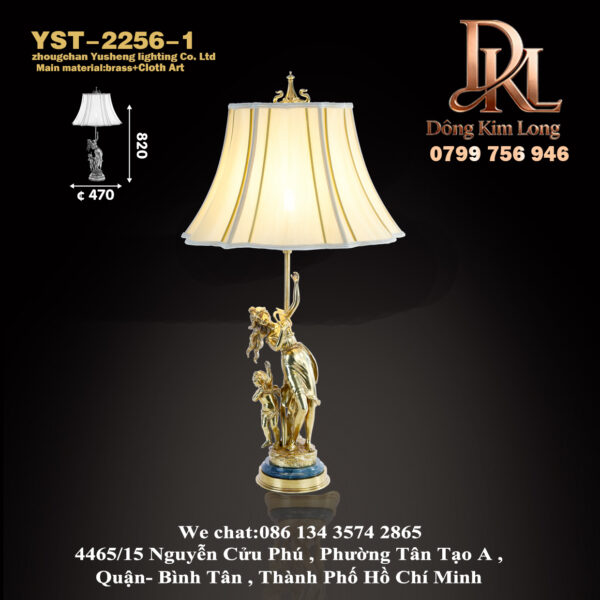 YST-2256-1 Đèn bàn học ,phòng khách ,phòng ngủ phong cách Pháp bằng đồng nguyên khối nghệ thuật phương Tây châu Âu ,đèn trang trí biệt thự YST-2256-1