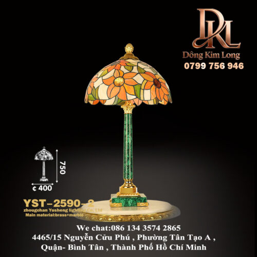 YST-2590-2 Đèn bàn trang trí bằng đồng thau kết hợp với kính Tiffany cổ điển Châu Âu YST-2590-2