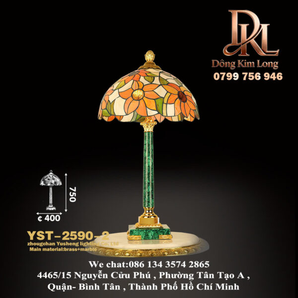 YST-2590-2 Đèn bàn trang trí bằng đồng thau kết hợp với kính Tiffany cổ điển Châu Âu YST-2590-2