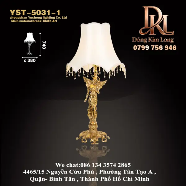 YST-5031-1 Đèn bàn thiên thần bằng đồng kiểu Pháp cổ điển, đèn bàn cà phê sofa ,phòng khách biệt thự châu Âu, đèn bàn cạnh giường ngủ bằng đồng YST-5031-1