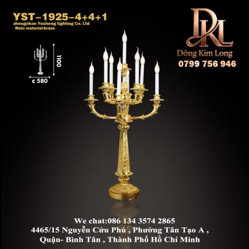 YST-925-4+4+1 Đèn bàn phòng khách kiểu Pháp đơn giản sang trọng bằng đồng, đèn treo trang trí bàn tiếp tân biệt thự sang trọng, phòng thờ , đèn ngủ phòng ngủ YST-925-4+4+1