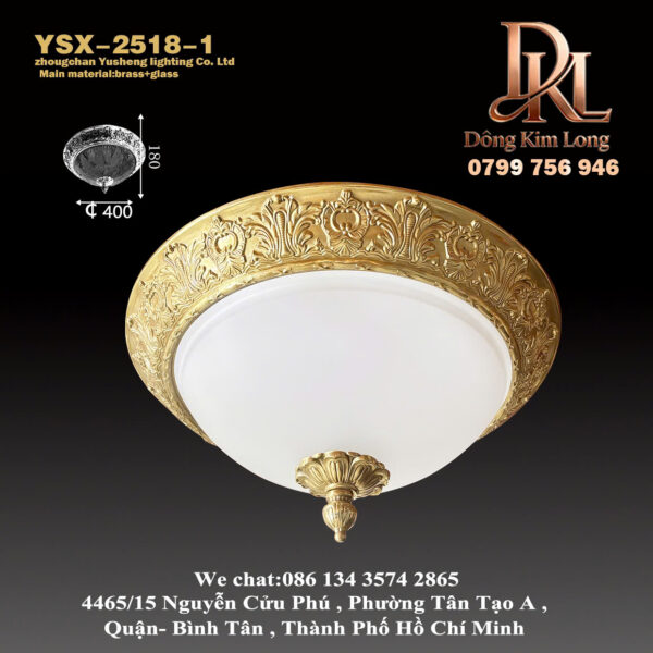 YSX-2518-1 Đèn ốp trần bằng đồng phong cách Pháp sang trọng nhẹ, đèn phòng khách kiểu châu Âu, đèn phòng ngủ, đèn phòng ăn, đèn hành lang, ban công, đèn cổ điển theo yêu cầu YSX-2518-1