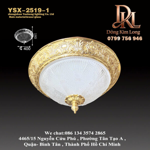 YSX-2519-1 Đèn trần toàn bộ bằng đồng kiểu Châu Âu, phòng ngủ kiểu Pháp, đèn lối vào, đèn phòng đọc sách, đèn trần hình tròn đơn giản cho tiền sảnh và hành lang YSX-2519-1